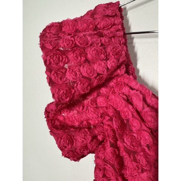 Meet me in Santorini Rosebud Babydoll Mini Dress Ruffle Cap Sleeve Tie Back Sz M - Picture 5 of 12